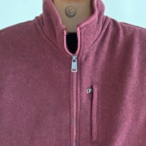 Chaps Men's Maroon With Black Flecks Vest. Fleece full Zip with Pockets Sz Sm